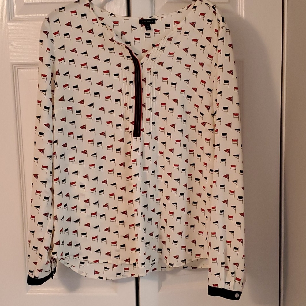 Talbots red white & blue flag blouse size 14